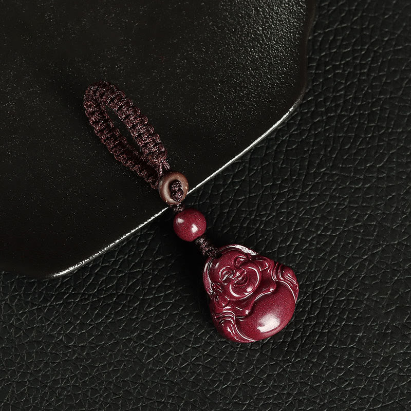 KarmaRipple's Laughing Buddha Cinnabar Blessing Pendant Necklace Phone Hanging Decoration Key Chain p18