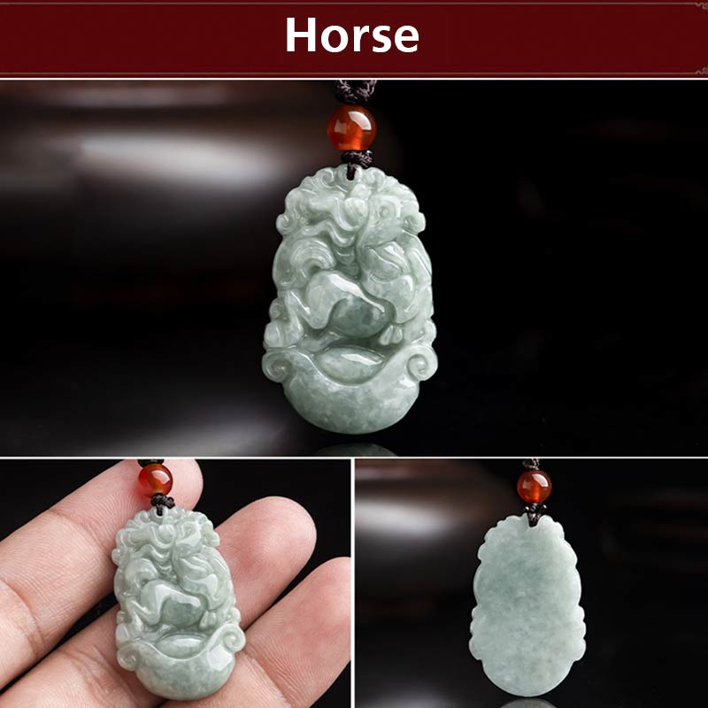 KarmaRipple's Authentic Jade 12 Chinese Zodiac Sucess Necklace Pendant p24
