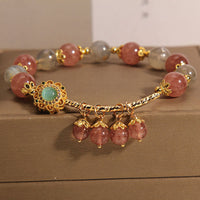 Bracelet talisman à pampilles en quartz fraise et pierre de lune de KarmaRipple