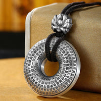 Collier avec pendentif en argent sterling 999, symbole de la paix et du Sutra du cœur, symbole du lotus, de KarmaRipple