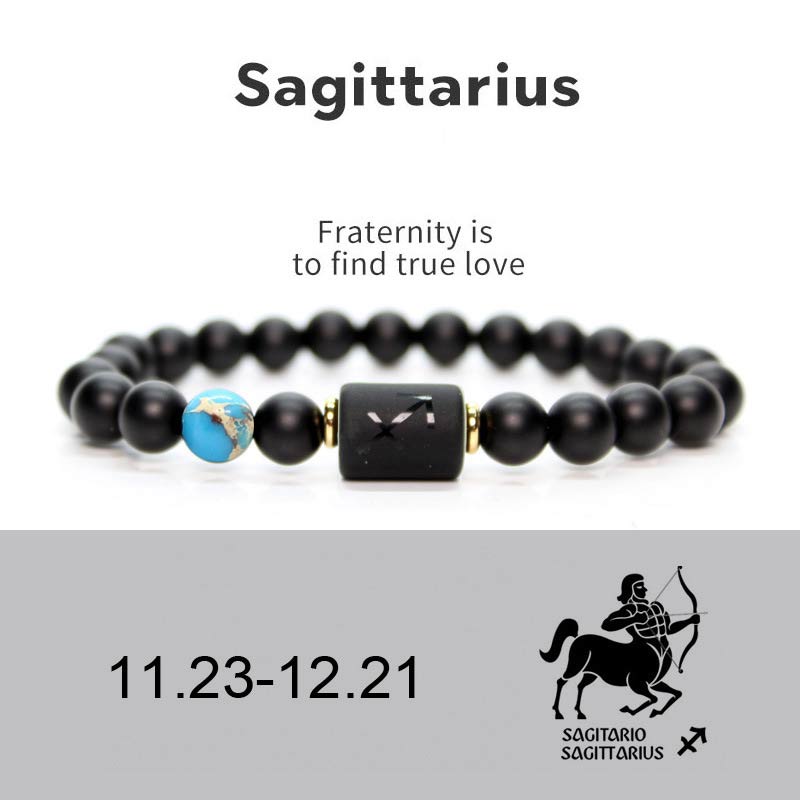 KarmaRipple's 12 Constellations of the Zodiac Black Onyx Adjustable Bracelet p19