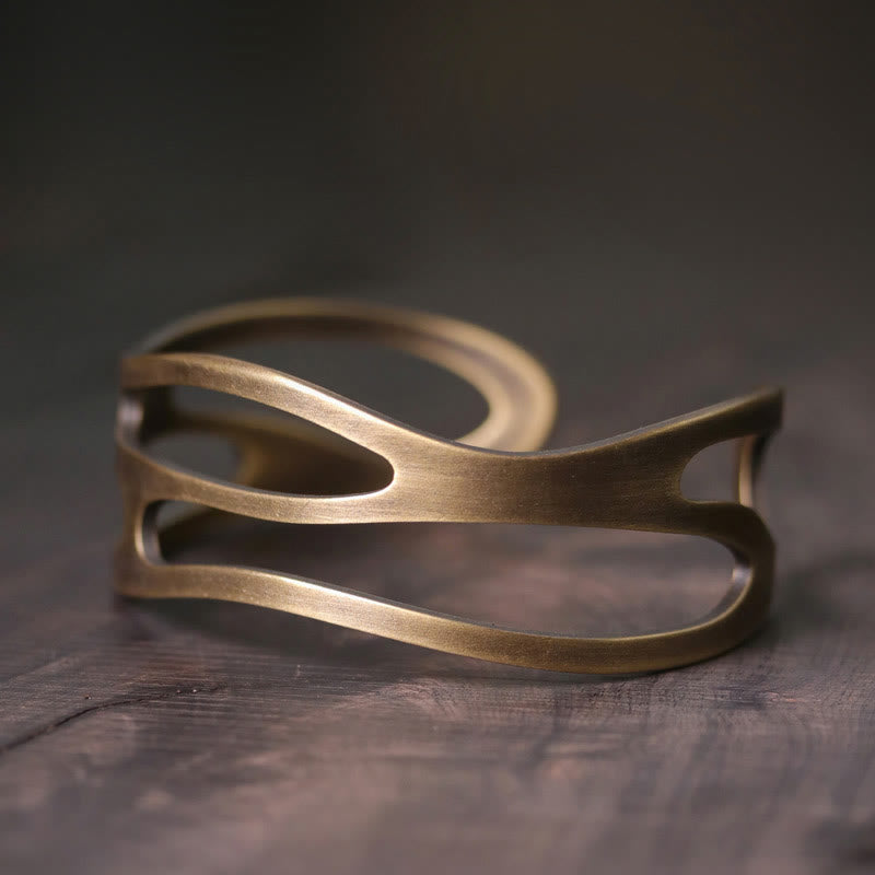 KarmaRipple's Vintage Curved Bronze Brass Wealth Adjustable Cuff Bracelet Bangle p15