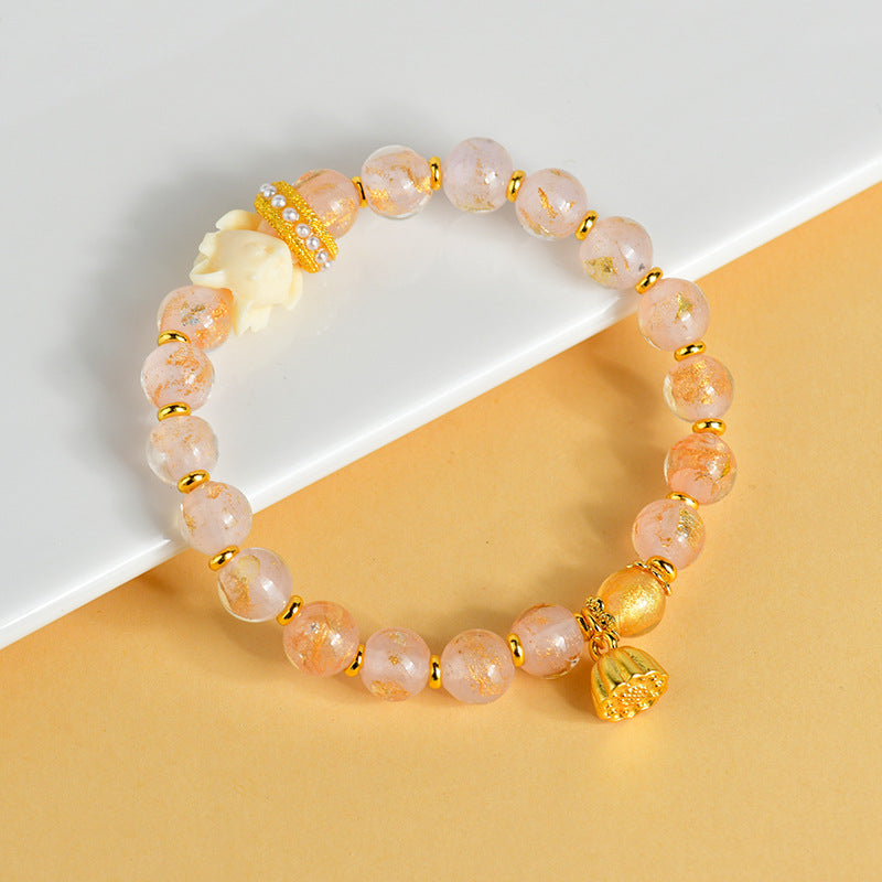 KarmaRipple's Tibetan Incense Ash Liuli Glass Bead Fortunate Nine Tailed Fox Lotus Talisman Bracelet p8