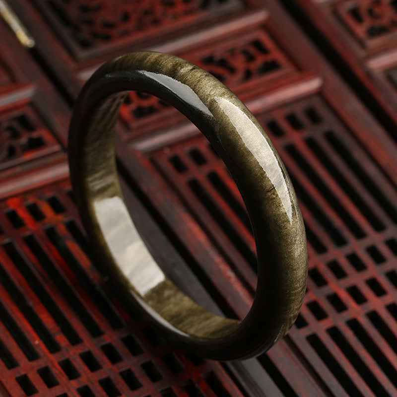 KarmaRipple's Gold Sheen Obsidian Silver Sheen Obsidian Protection Bracelet Bangle p18