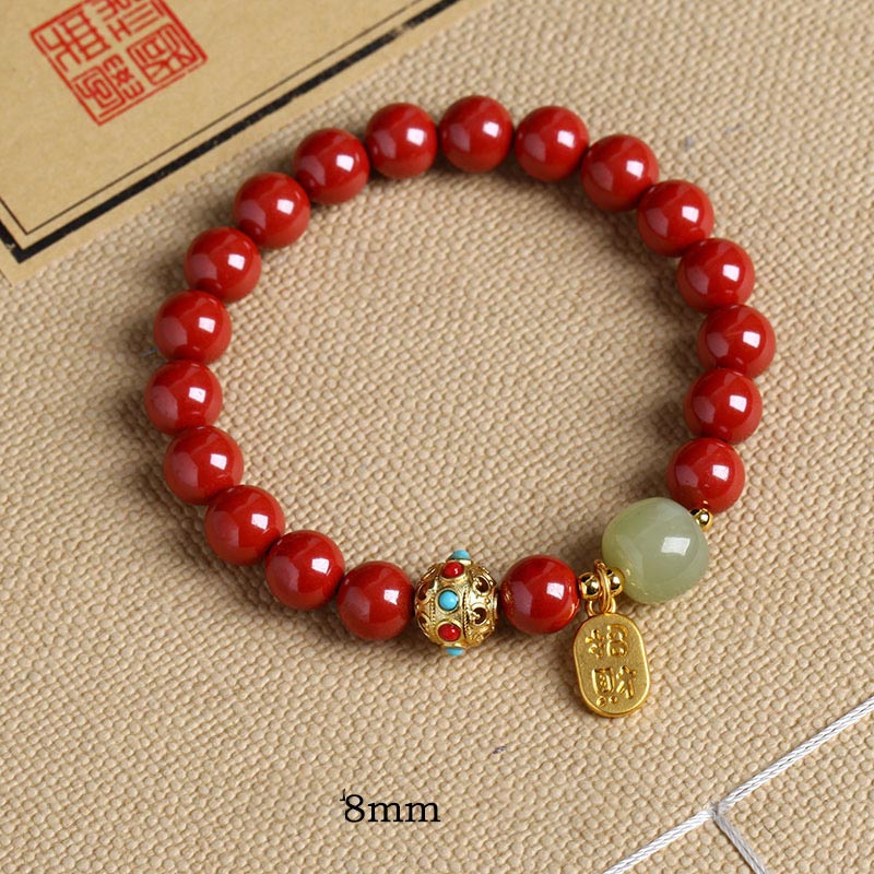 KarmaRipple's Cinnabar Green Aventurine Fortune Protection Talisman Bracelet p6