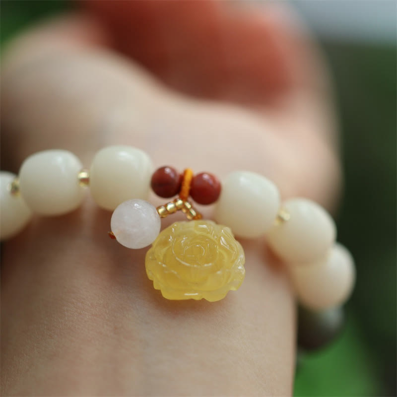 KarmaRipple's Gradient Bodhi Seed Amber Lotus Peace Bracelet p3