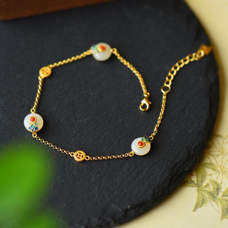 KarmaRipple's Peace Buckle Ivory Jade Fortune Bronze Bracelet p8