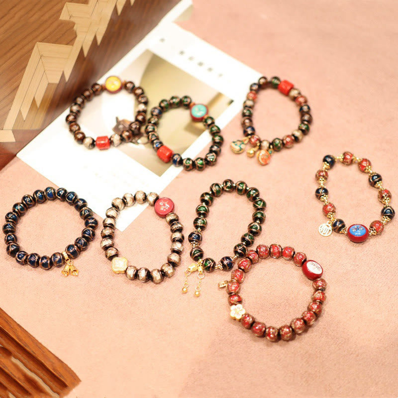 KarmaRipple's Tibetan Gold Swallowing Beast Family Five God Of Wealth Thangka Fortune Bead Bracelet p10