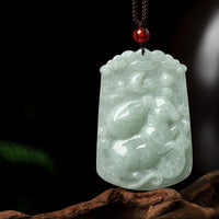 Collier pendentif amulette d'abondance en jade authentique de KarmaRipple, 12 signes du zodiaque chinois
