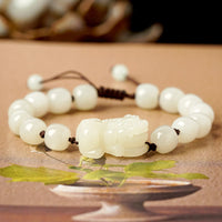 Bracelet de richesse authentique en jade ivoire Hetian PiXiu de KarmaRipple