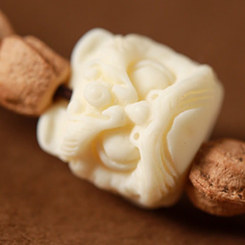 KarmaRipple's 108 Beadwork Bodhi Seed Red Agate Deer Head Wisdom Mala Bracelet p13