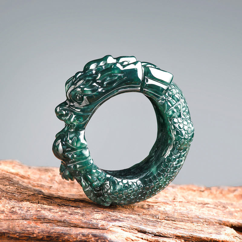 KarmaRipple's Authentic Cyan Jade Dragon Carved Success Ring p2