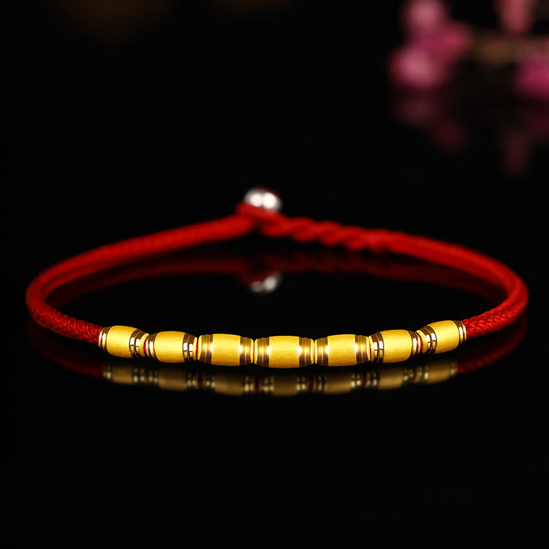KarmaRipple's 999 Gold Fortunate Bead Eight Thread Peace Weave Red Rope Bracelet p49