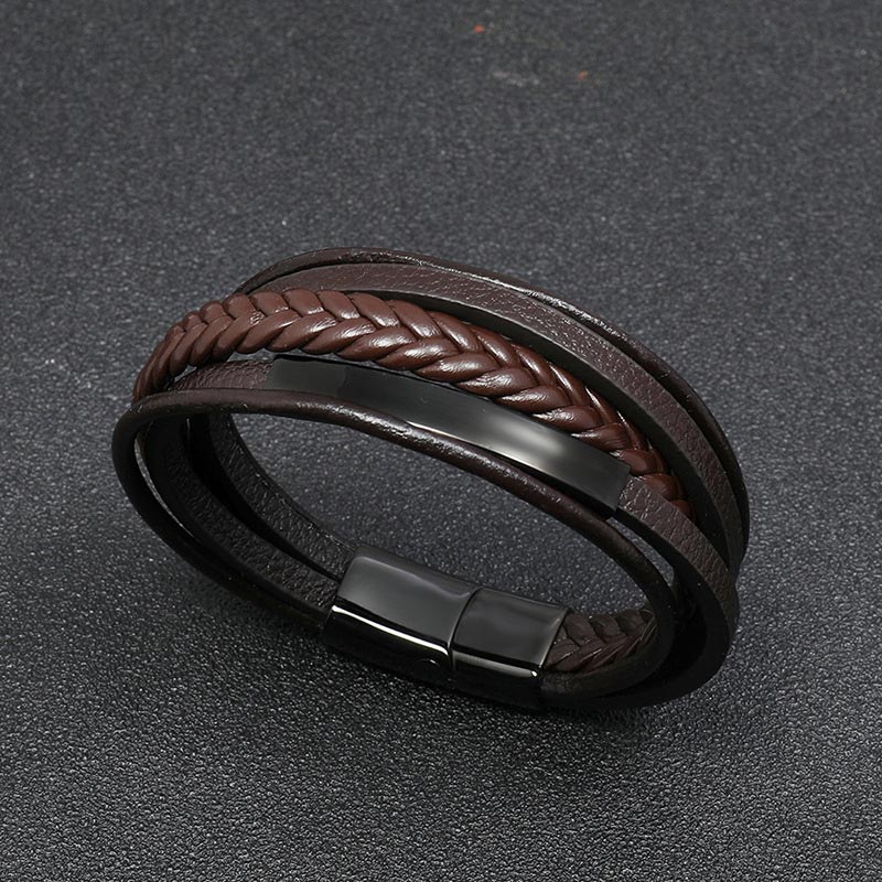 KarmaRipple's Simple Design Titanium Steel Leather Fortune Bracelet p8