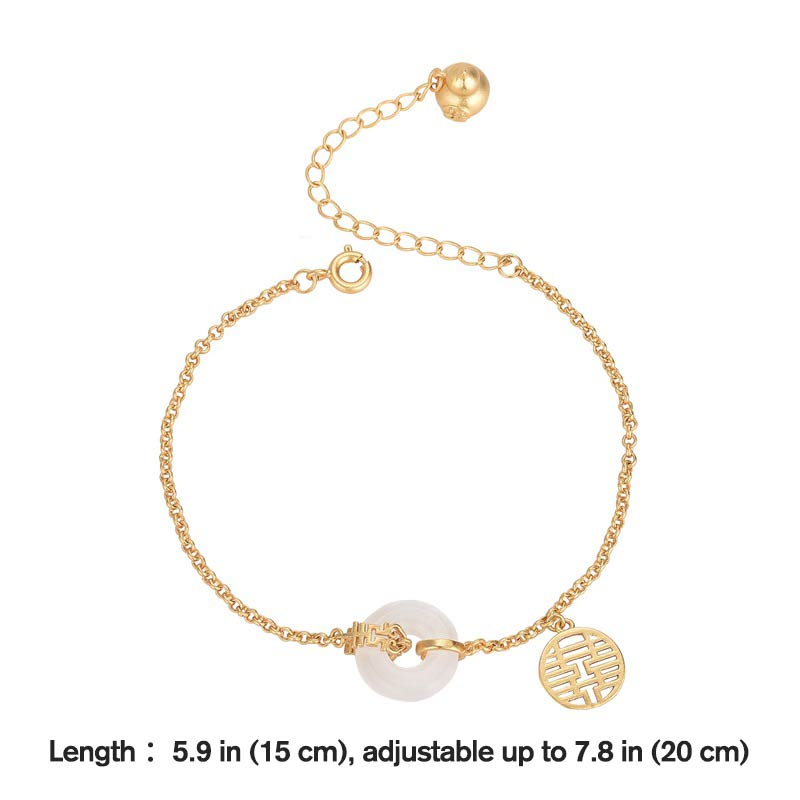 KarmaRipple's Ivory Jade Double Happiness Fortune Bracelet p5