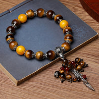Bracelet d'équilibrage de puissance Vajra Dorje en pierre d'agate rouge œil de tigre authentique de KarmaRipple, décoration de voiture