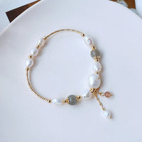 Bracelet d'optimisme en perles de quartz fraise et pierre de lune de KarmaRipple