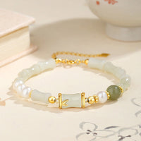 Bracelet porte-bonheur en argent sterling 925, jade ivoire et bambou de Hetian authentique de KarmaRipple