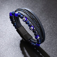 Bracelet tissé multicouche perlé et œil de tigre de KarmaRipple