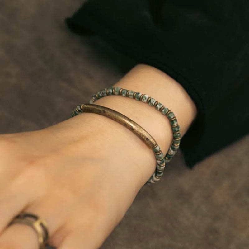 KarmaRipple's Sodalite Picture Jasper Green Point Stone Balance Wisdom Bracelet p10