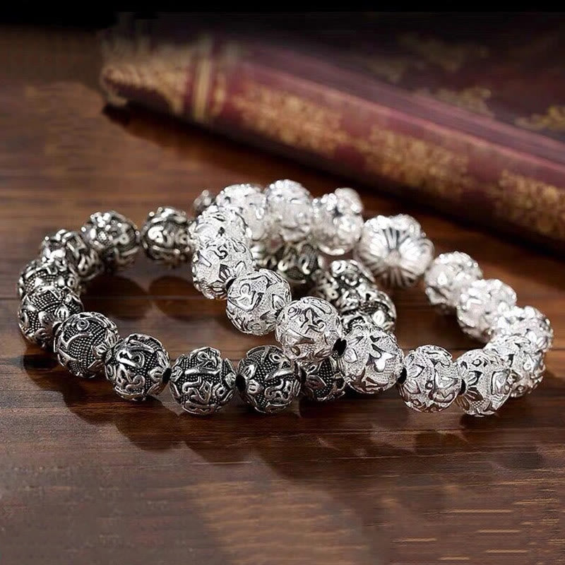 KarmaRipple's Tibetan Om Mani Padme Hum Carved Alloy Beadwork Amulet Bracelet p5