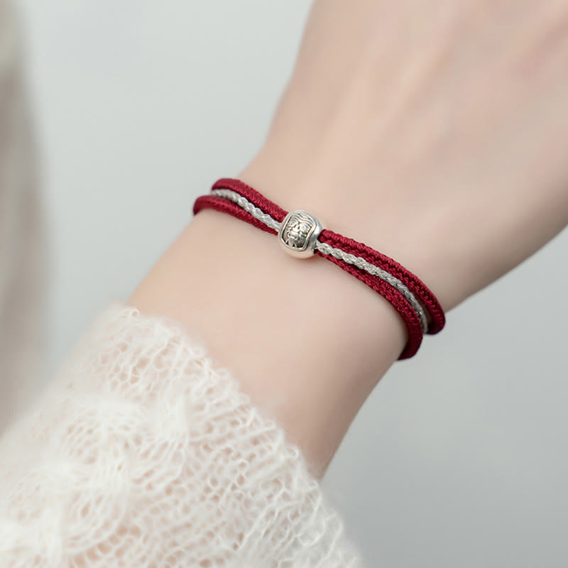 KarmaRipple's 925 Sterling Silver Tibetan Zakiram Goddess of Wealth Fortune Rope Bracelet p12