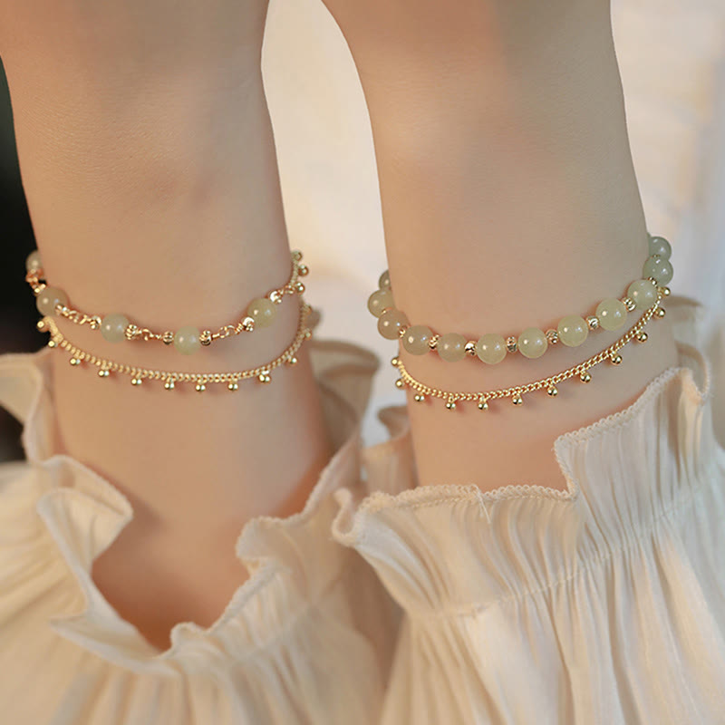 KarmaRipple's 14K Gold Plated 2 Layers Hetian Jade Bead Fortune Prosperity Bracelet p11