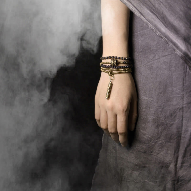 KarmaRipple's Vintage Lava Rock Bronze Balancing Multilayered Bracelet p9