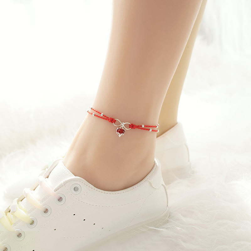 KarmaRipple's Love Heart Infinity Symbol Woven String Anklet p4