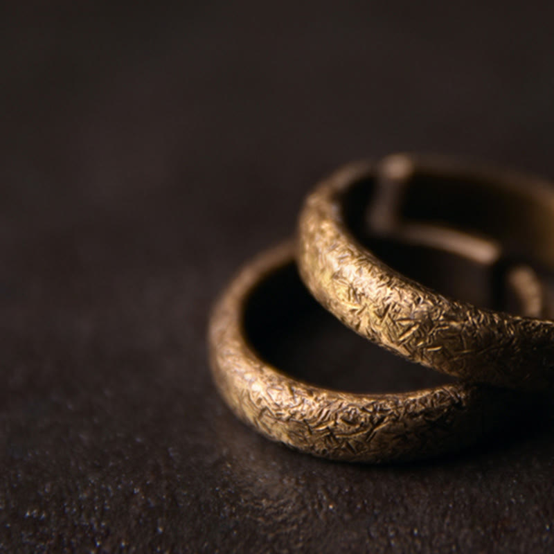 KarmaRipple's Tibetan Vintage Texture Design Bronze Fortune Pair Ring p4