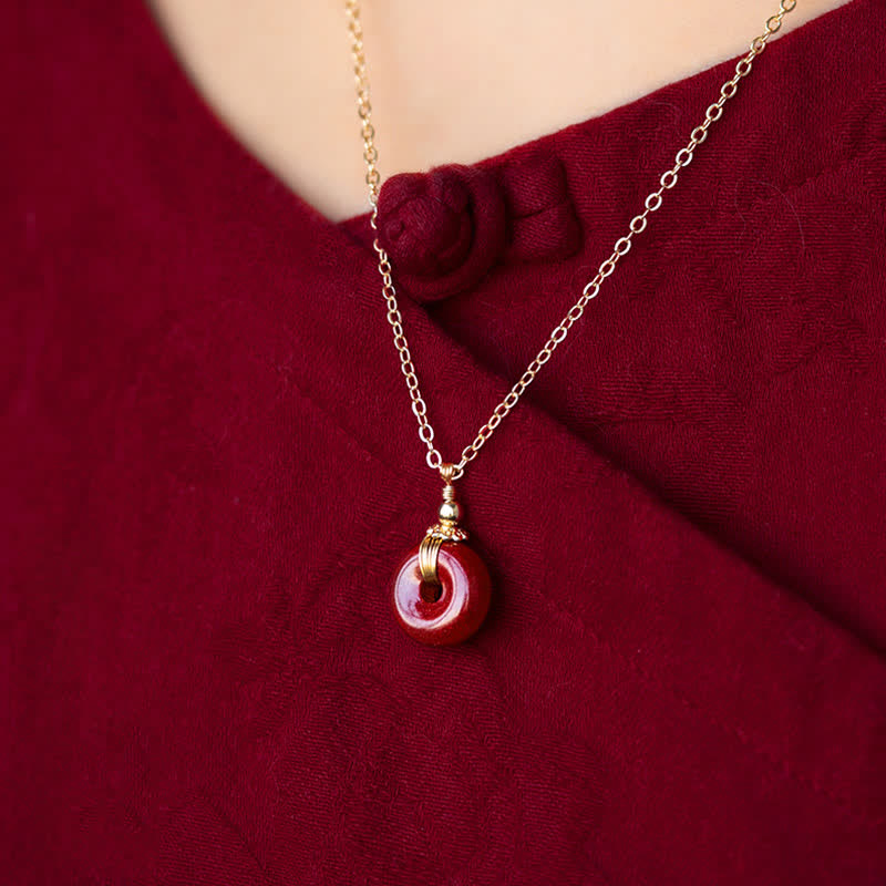 KarmaRipple's Cinnabar Peace Buckle Calm Blessing Pendant Necklace p14