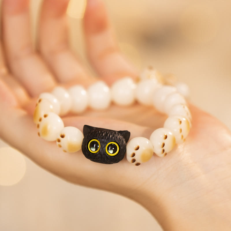 KarmaRipple's Authentic Bodhi Seed Red Sandalwood Lovely Paw Fortunate Cat Peace Bracelet p1