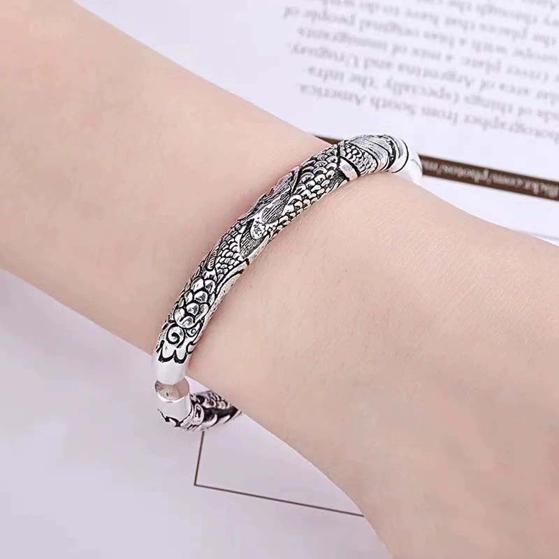 KarmaRipple's Dragon Auspicious Clouds Fortune Protection Bracelet Adjustable Bangle p3