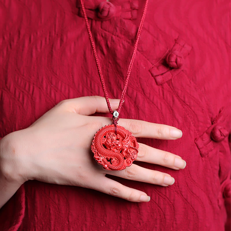 KarmaRipple's Year of the Dragon 925 Sterling Silver Authentic Cinnabar Bronze Coin Fortune Pendant Necklace p9