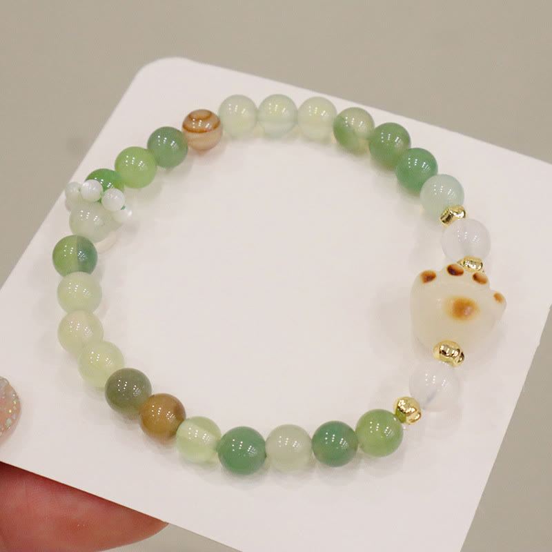 KarmaRipple's Green Agate Sun Stone Cat's Eye Bodhi Seed Cat Paw Support Bracelet p4