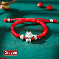 Bracelet pour enfant en argent sterling 999, motif zodiaque chinois, corde rouge, fabriqué à la main par KarmaRipple