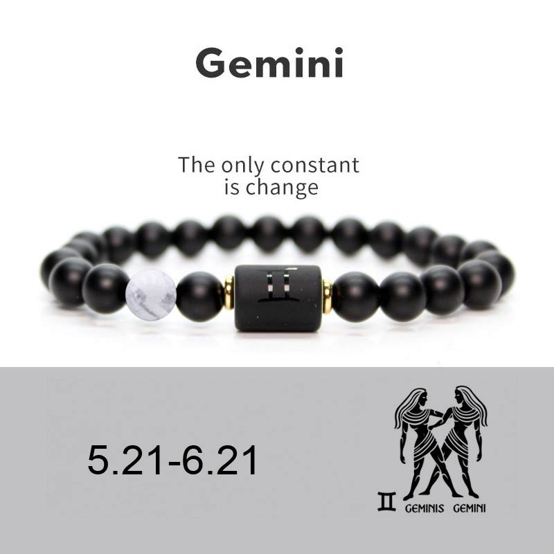 KarmaRipple's 12 Constellations of the Zodiac Black Onyx Adjustable Bracelet p30