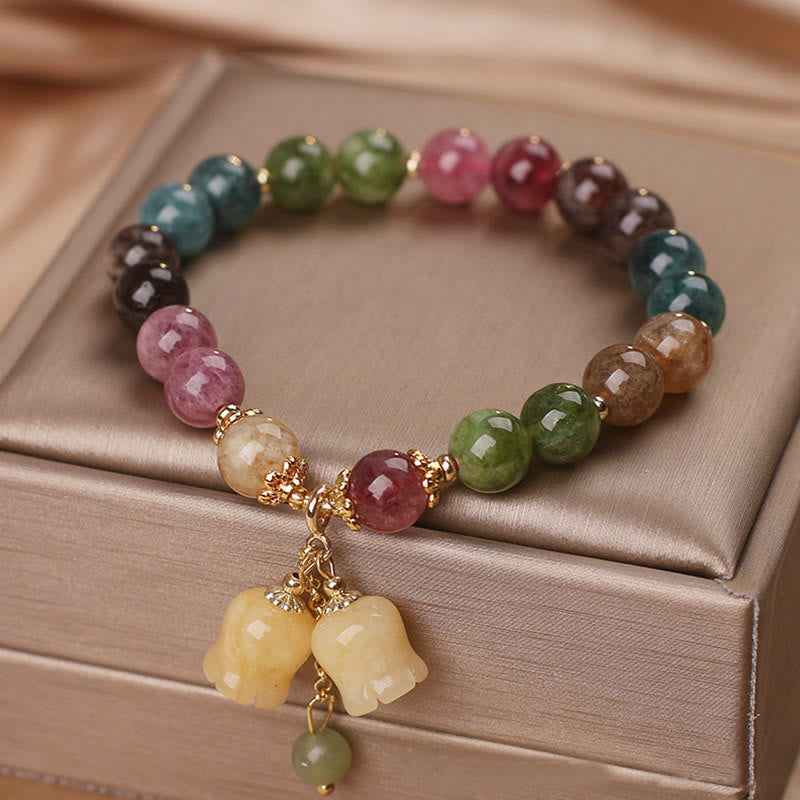 KarmaRipple's Authentic Colorful Tourmaline Flower Bead Love Bracelet p6
