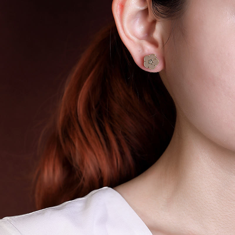 KarmaRipple's 925 Sterling Silver Hetian Jade Plum Flower Fortune Stud Earrings p8