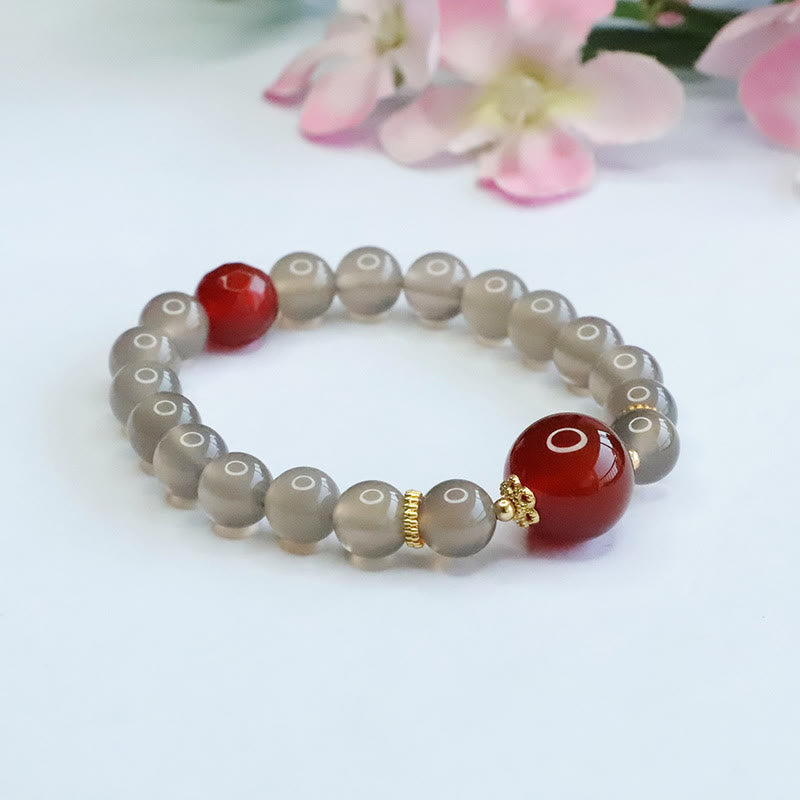 KarmaRipple's Authentic Gray Chalcedony Red Agate Balance Bracelet p7