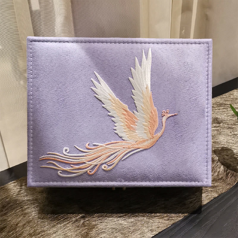 KarmaRipple's Purple Phoenix Jewelry Box Organizer Two-Layer Jewelry Storage Box Flannel Box p2