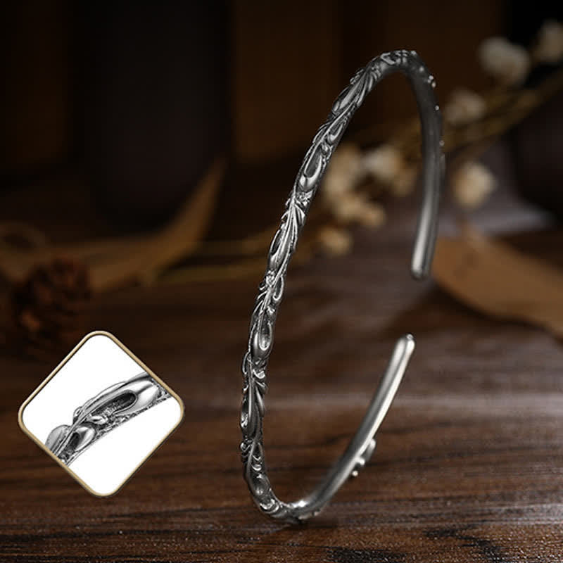 KarmaRipple's 925 Sterling Silver Handmade Vines Engraved Protection Bracelet Bangle p9