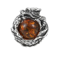 Boucles d'oreilles à tige en argent sterling 925 avec motif dragon en ambre authentique de KarmaRipple