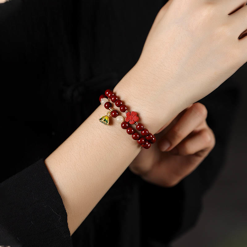 KarmaRipple's Cinnabar Lotus Talisman Double Wrap Blessing Bracelet p5
