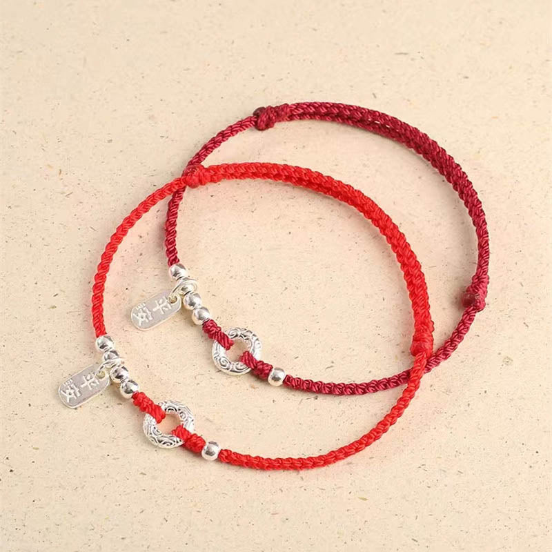 KarmaRipple's 925 Sterling Silver Auspicious Clouds Peace Buckle Safe And Sound Bracelet Anklet p3