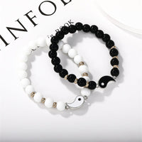 Bracelet de protection Yin Yang KarmaRipple, 2 pièces, perles d'onyx noir, ivoire et turquoise
