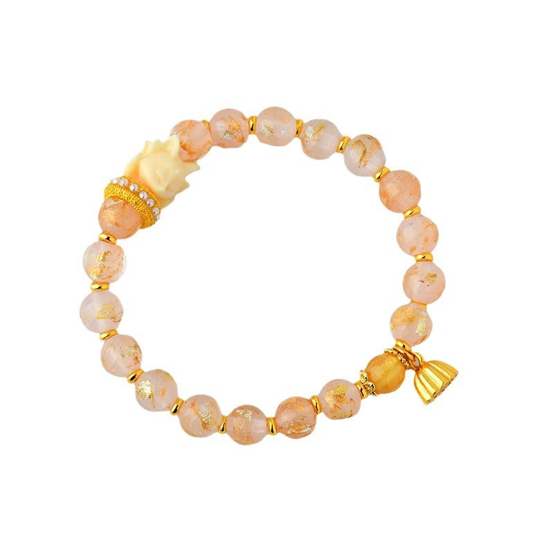 KarmaRipple's Tibetan Incense Ash Liuli Glass Bead Fortunate Nine Tailed Fox Lotus Talisman Bracelet p6