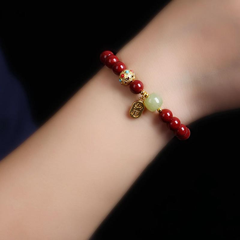 KarmaRipple's Cinnabar Green Aventurine Fortune Protection Talisman Bracelet p10