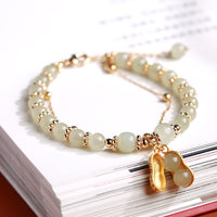 Bracelet talisman en argent sterling 925 et jade Hetian authentique de KarmaRipple, symbole de bonnes choses qui arrivent, en forme de cacahuète