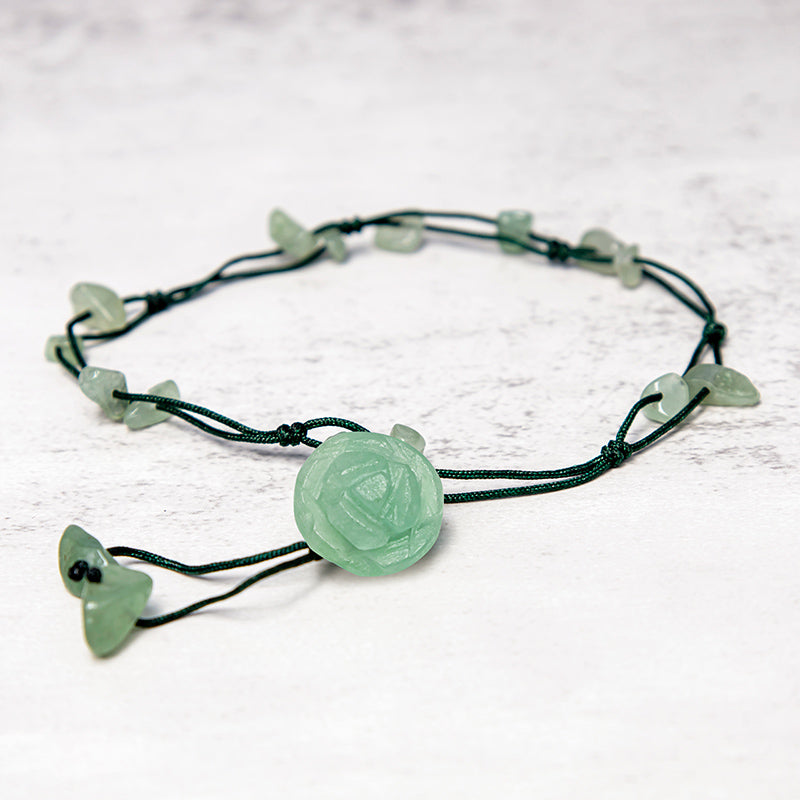 KarmaRipple's Amethyst Pink Gemstone Green Aventurine Rose Inner Peace Balancing Anklet p19